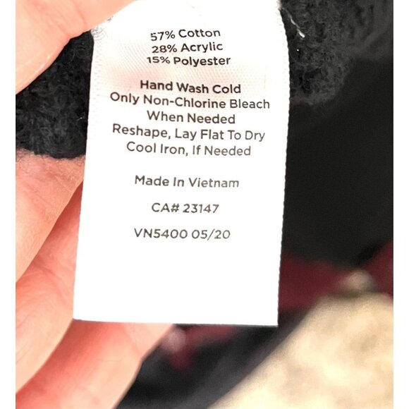 TALBOTS Split Neck Cotton Blend Sweater BLACK so M - Picture 8 of 8